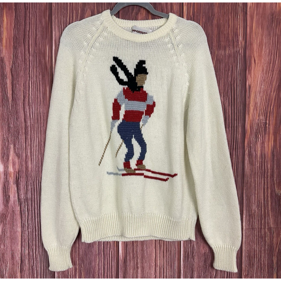 Vintage Mens McGregor Skier Tight Knit Sweater Acrylic Winter 70s Outdoors Large - Picture 1 of 4